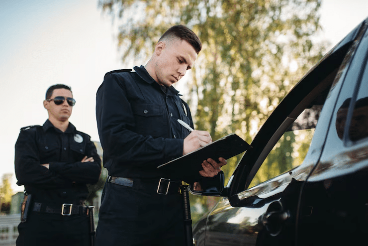 cop with car driver