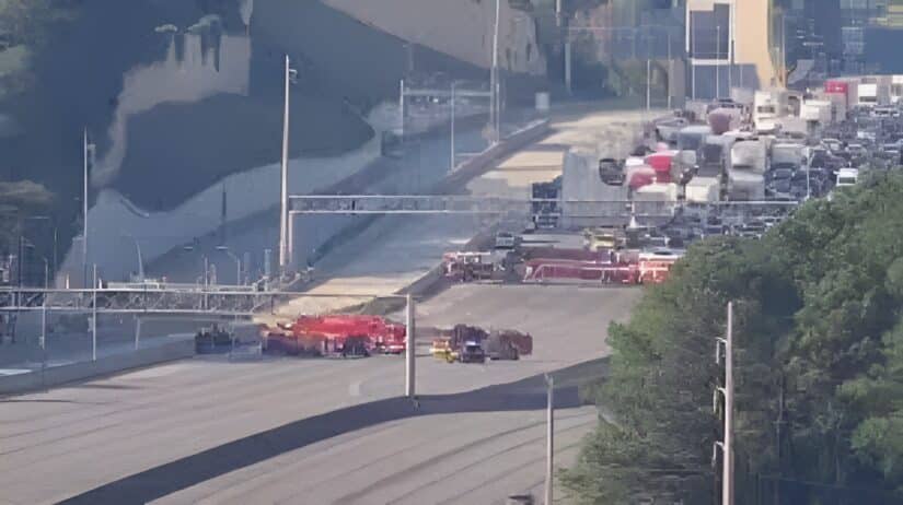 Image for Flatbed Truck Accident Temporarily Shuts Down I-75 North Near Eisenhower Parkway post