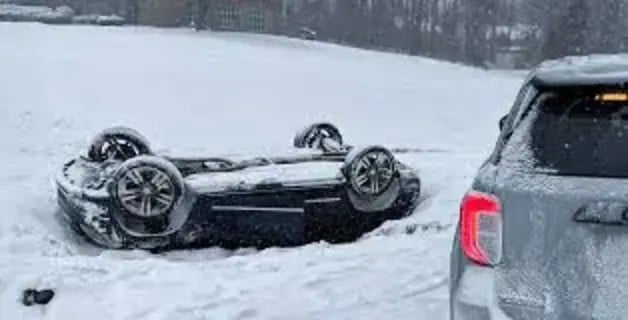 Image for Car Flips Upside Down in Snow Crash on Charlotte Highway post